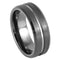 London Manori Gun Metal Brushed Tungsten Ring with Grooved Center